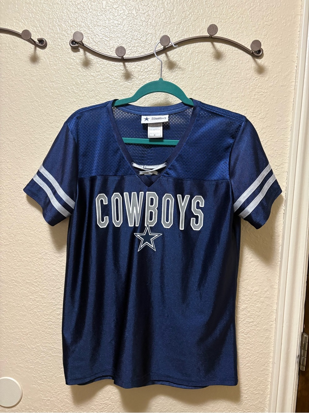 NFL Dallas Cowboys Navy & White Girls' Short Sleeve Jersey Tee